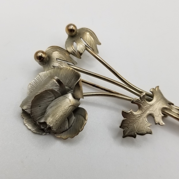 GioVanni Di Rocco Silver Tone Metal Wild Flower Pin Brooch Realistic Signed 70s - Picture 8 of 16